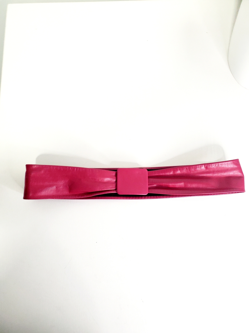 Women’s Wide Pink Leather Fashion Belt with Square Buckle Size M-S